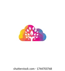 Hand tree cloud shape concept logo design. Natural products logo.	