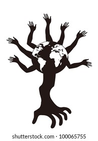 hand tree growing from earth
