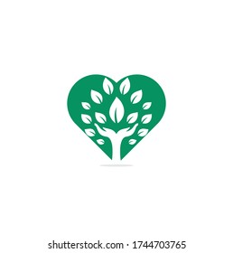 Handbaum Herz Form Konzept Logo Design. Logo für Naturprodukte.	