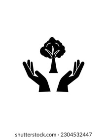 hand with tree icon, vector best flat icon.