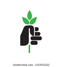 Hand with tree icon. You can use for nature care logo, ecology logo and health logo. Vector illustration eps 10