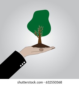 Hand with tree icon. You can use for nature care logo, ecology logo and health logo. Vector illustration eps 10