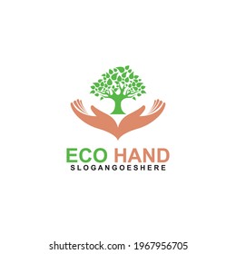 Hand, Tree and Leaf logo Combination. Arm and ecosystem symbol or icon. Unique and Organic