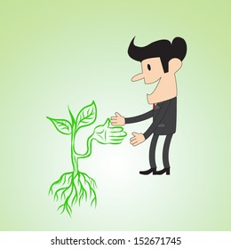 Hand tree, like a human hand shakes the hand of man, in a sign of unity of humankind and nature