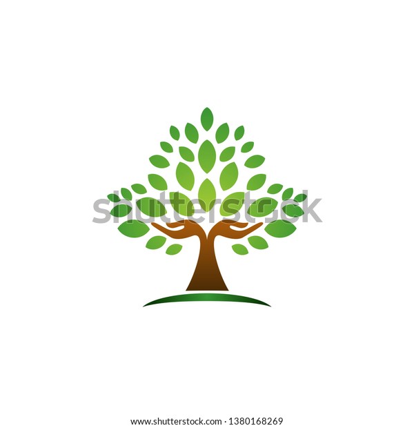 Hand Tree Logo Concept Nature Wellness Stock Vector (Royalty Free ...