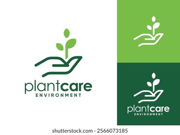 hand with tree logo design. care for the environment symbol icon concept