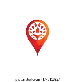 Hand tree map pin shape concept logo design. Natural products logo.