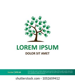 Hand and Tree Nature Icon Vector Logo Template