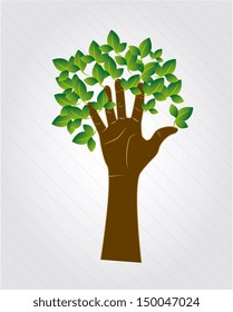 hand tree  over gray background vector illustration 
