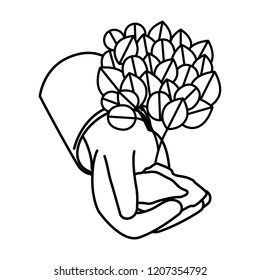 hand with tree plant isolated icon