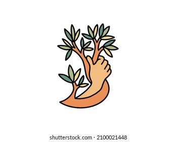 Hand Tree Planting Logo Design