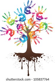 hand tree with root   isolated on a white