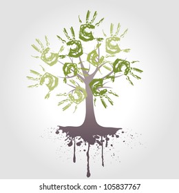 hand tree with root , vector background