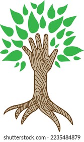 Hand with tree roots - the climate