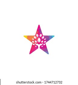 Hand tree star shape concept logo design. Natural products logo.