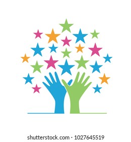 hand tree stars