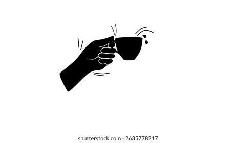 hand tremor, black isolated silhouette
