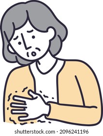 Hand tremor, numbness　female　 simple illustration