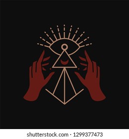 Hand triangle with eye symbol