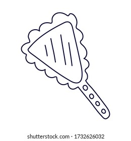 A hand triangular mirror in doodle style. Hand drawn vector illustration in black ink isolated on white background. Great for coloring book.