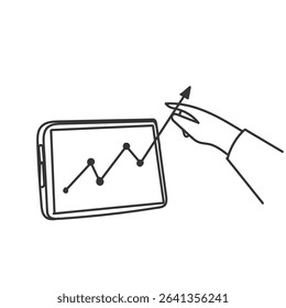 hand tries to pull the chart  data up on screen
