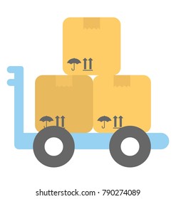 Hand Trolley Flat Colored Icon
