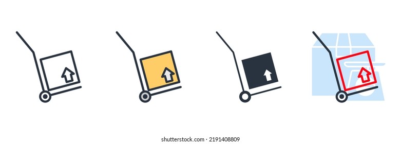 hand trolley icon logo vector illustration. Packages delivery trolley symbol template for graphic and web design collection