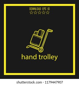 hand trolley sketch vector icon