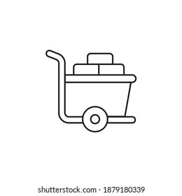 Hand Trolley Vector Outline Icon Style Illustration. EPS 10 File 