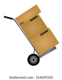 Hand trolley for warehouse. vector