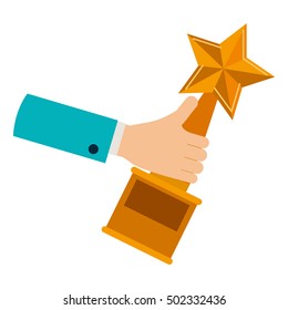hand with trophy award