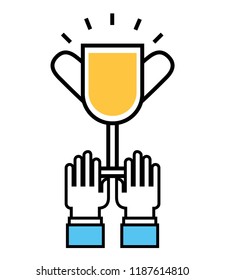 hand with trophy award winner