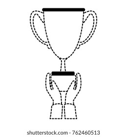 hand with trophy cup award icon