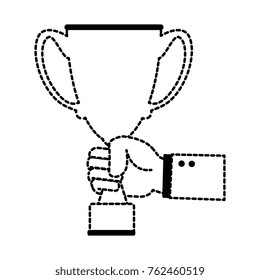 hand with trophy cup award icon