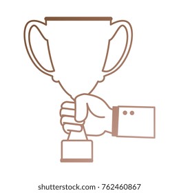 hand with trophy cup award icon