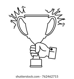 hand with trophy cup award icon