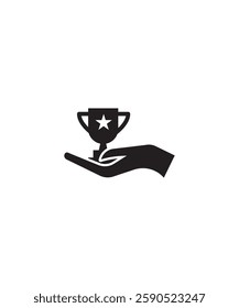 hand in trophy icon, vector best flat icon.