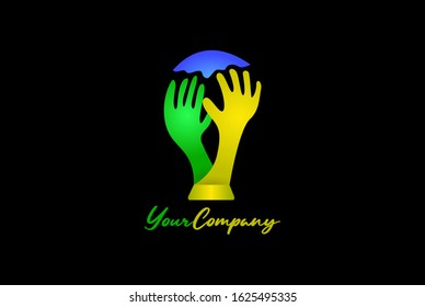 hand trophy logo template for achievement champion