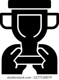 Hand with a trophy for recognition Solid Glyph Vector Icon