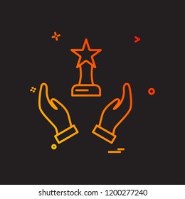 hand trophy reward icon vector design