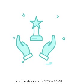 hand trophy reward icon vector design