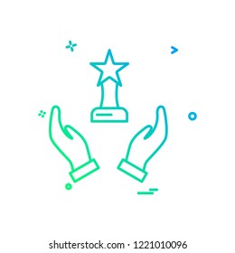 hand trophy reward icon vector design