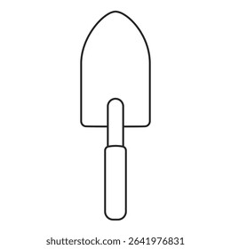 Hand trowel gardening tool in an outline vector icon