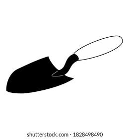 Icono de mano de trowel. Ilustración de vectores de jardinería. Signo y símbolo de equipo de construcción. Un elemento de excavación aislado de primera calidad con un estilo moderno.