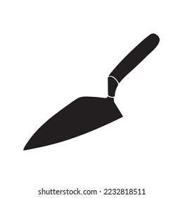 Hand Trowel working tools equipment black vector icon silhouette isolated on white background. Pictogram with simple flat shape drawing.