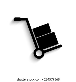 Hand truck - black vector icon with shadow