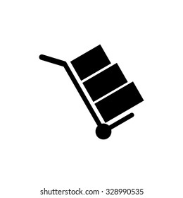 Hand truck - black vector icon