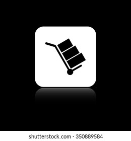 Hand truck - black vector icon on the white button