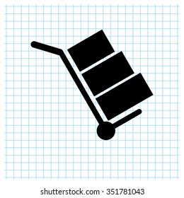 Hand truck - black vector icon