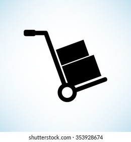 Hand truck -  black vector icon